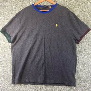 Ralph Lauren Polo T Shirt Men XXL 2XL Grey Classic Jersey Crewneck Contrast